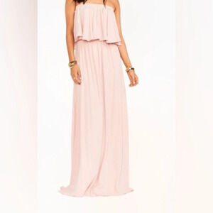 Show Me Your MuMu Hacienda maxi brides maid dress in dusty rose, size X-Small.